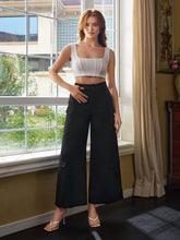 JETEIMEN Designer Women's Cargo Slant Pocket Wide-Legged Trousers